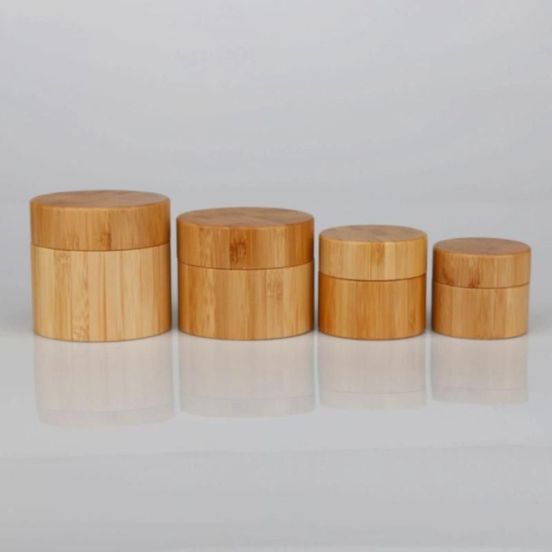 High Quality Empty 20g 30g 50g 100g 150g 250g 2oz 4oz 8oz Bamboo Lids Glass Cosmetic Storage Jar