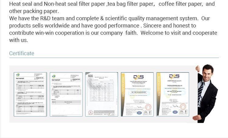 Wood Pulp Food Grade Heat Seal Filter Paper for Tea Bag