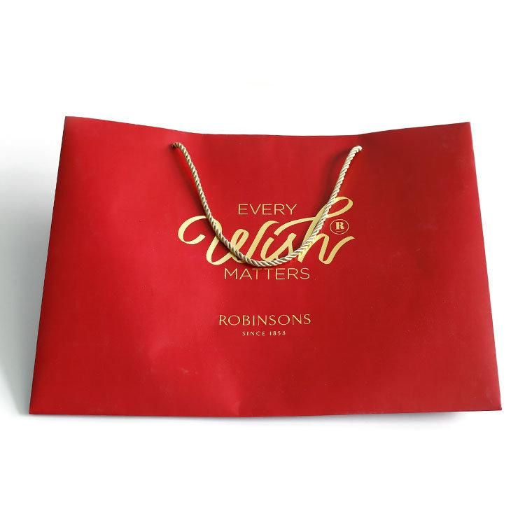 Luxury Chinese Red Coated Custom Logo Printing Fancy Paper Bag