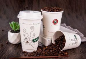 Disposable Double Wall Coffee Cup Hot Drink Paper Cup with Lids Custom Logo Printed