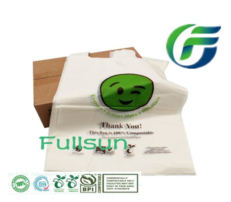 Biodegradable Retail Bag Supermarket Food Packaging Custom Tote Compostable Promotional Handle Shopping Plastic Bag