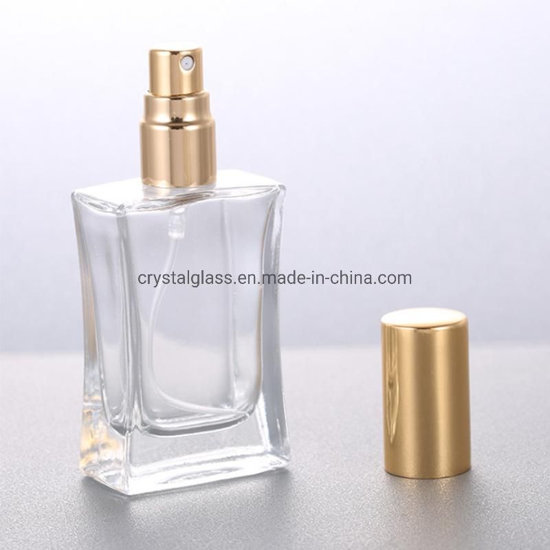 30ml Square Transparent Glass Perfume Bottle with Sprayer Factory Wholesale