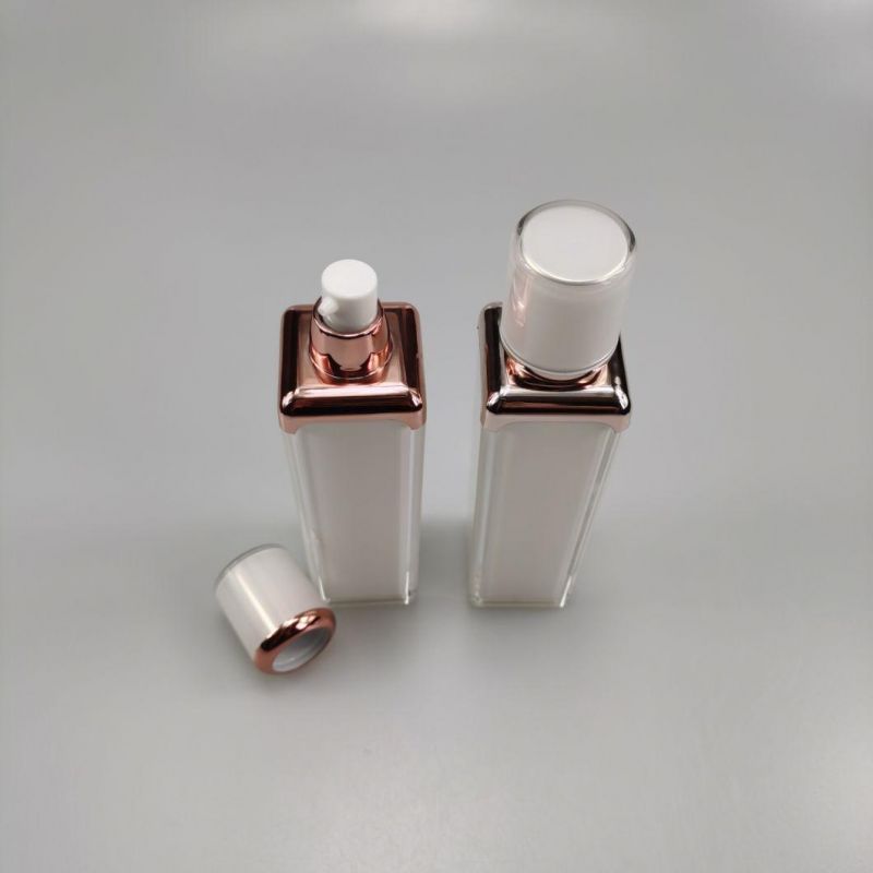 50ml Square Rose Gold Acrylic Emulsion Bottle Foundation Bottle Essence Bottle for Cream Serum