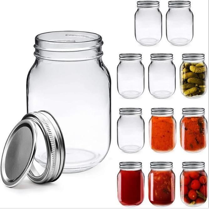32oz Eco-Friendly Reusable Storage of Dry Foods and Snacks Storage Glass Mason Jar 1000ml