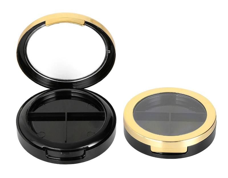 3 Hole Clear Black Round Quality Plastic Empty Eyeshadow Container Case for Makeup