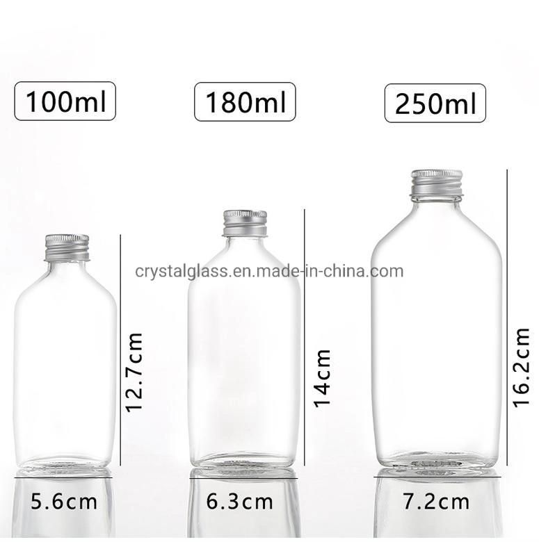 Flat Round Glass Cold Press Coffee Beverage Bottle with Plastic Lid