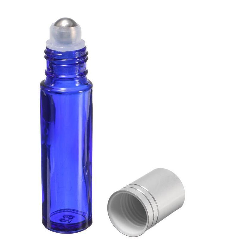 Blue Essential Oil Roller Glass Bottles 10ml Smooth Roll with Metal Ball