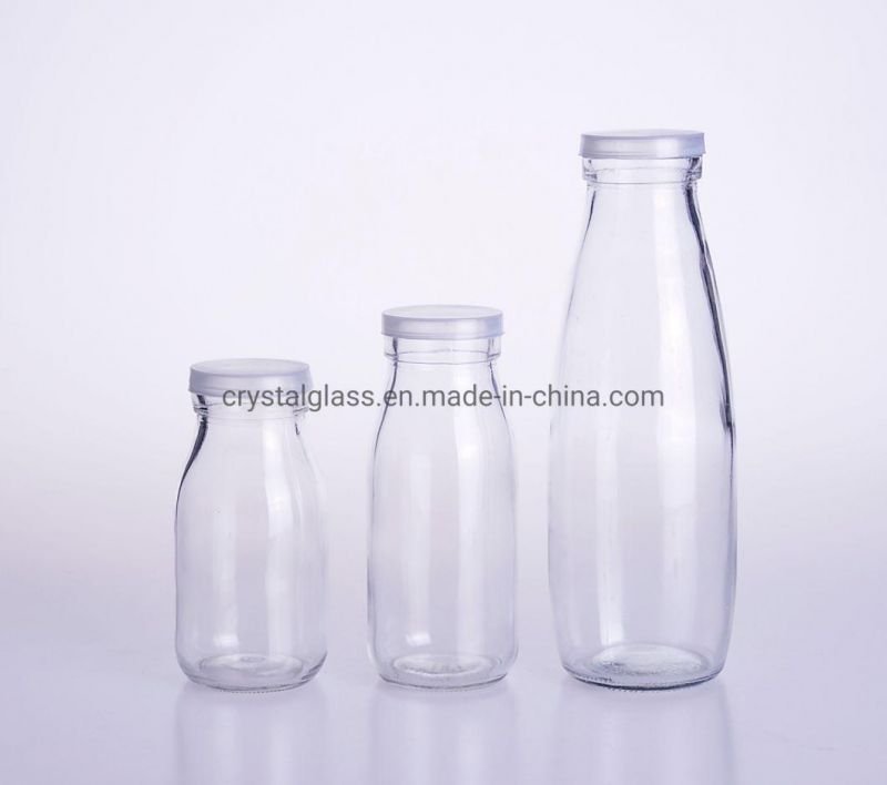 Recycled Glass Milk Bottle with Tinplate Lid