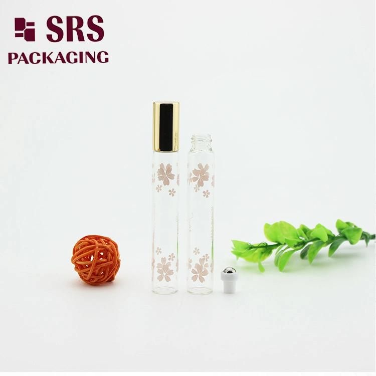 SRS Empty 10ml Transparent Glass Roller Ball Printed Bottle