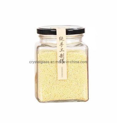 Logo Custom-Made Glass Jar Square Shape with Caps 280ml Wholesale