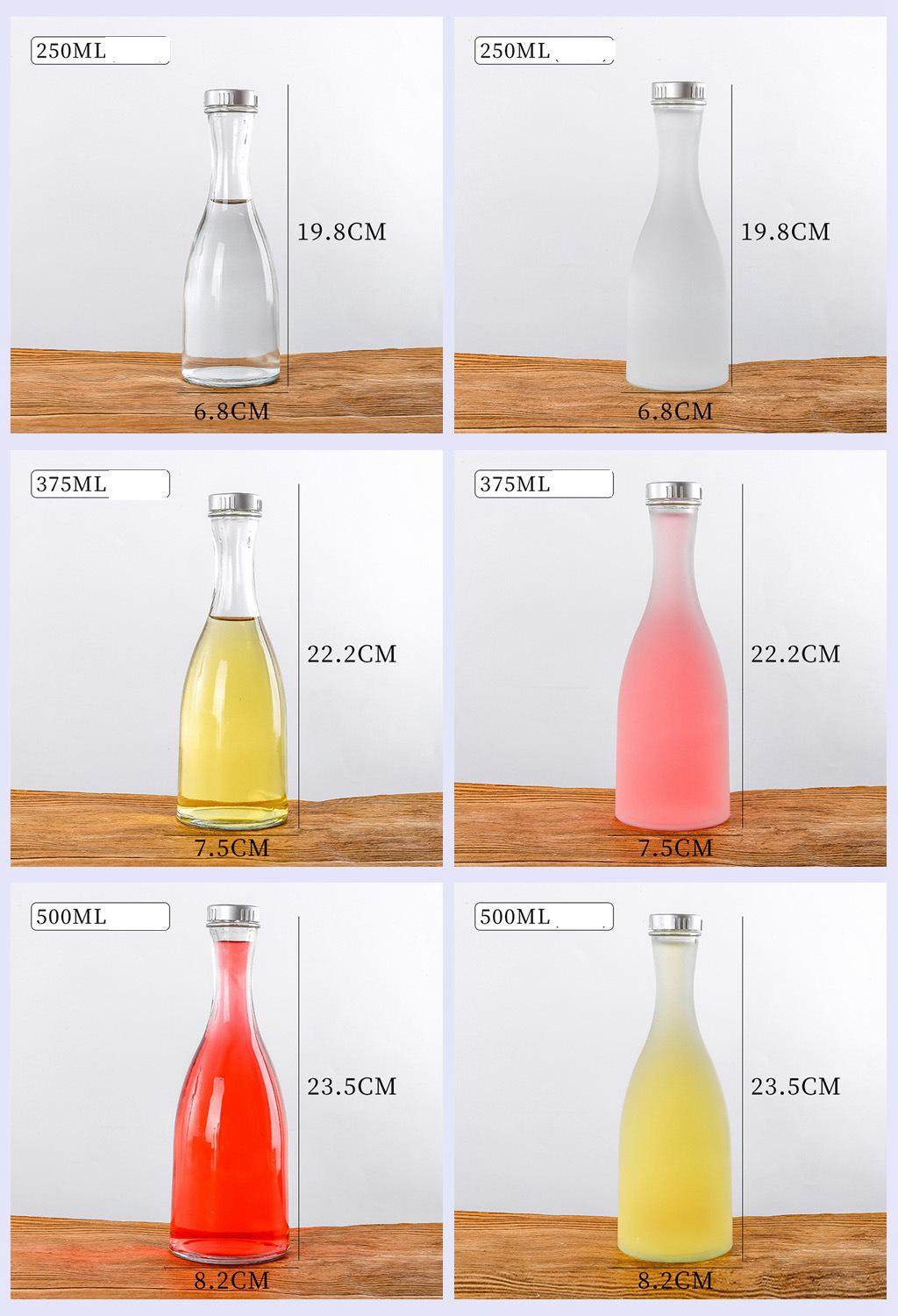 250ml 375ml 500ml Fruit Juice Beverage Ice Wine Glass Bottle with Aluminum Cap