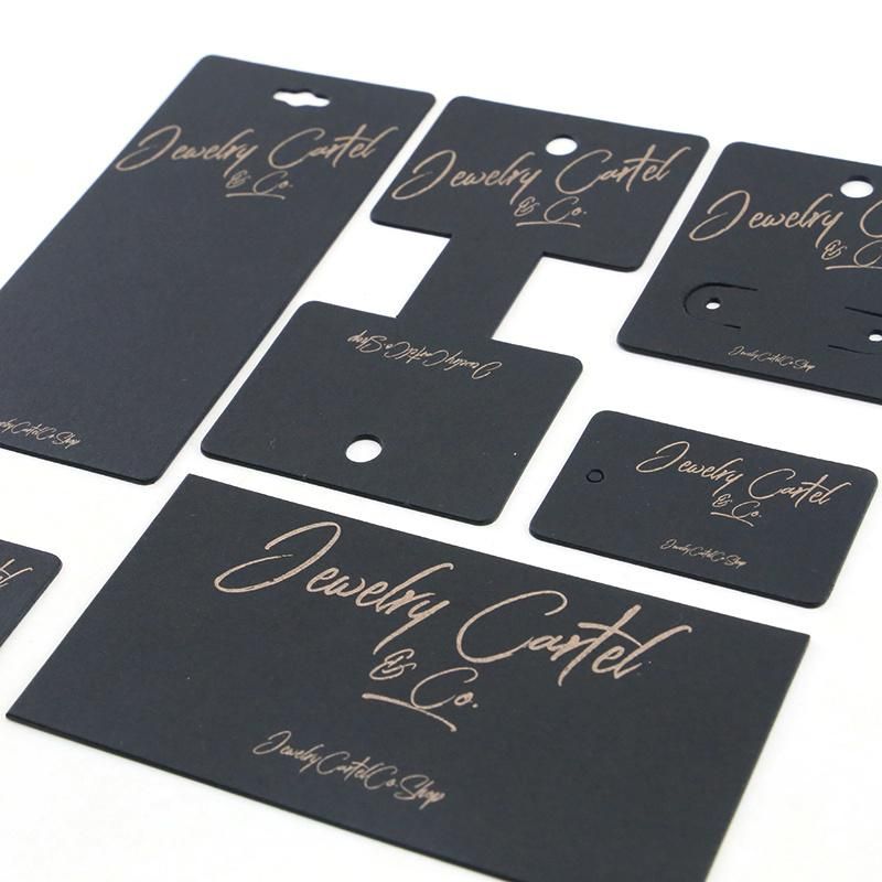 Black Card Paper Jewelry Display Card with Print Gold Foiling Logo