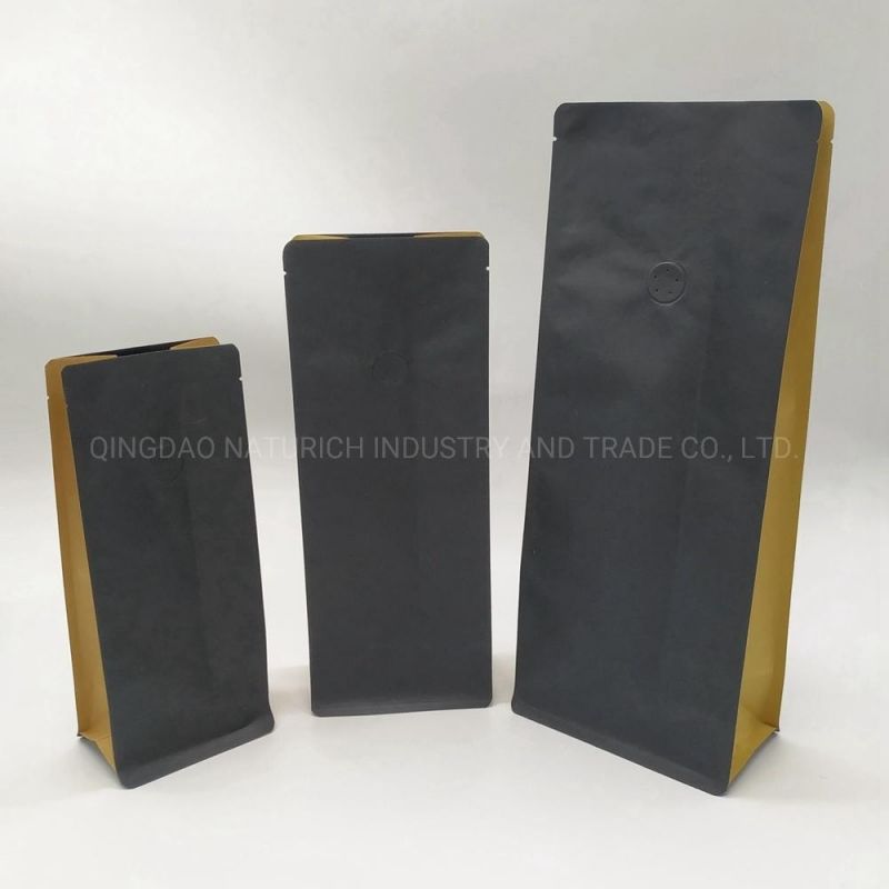 Black Kraft Paper Coffee Bag with Valve