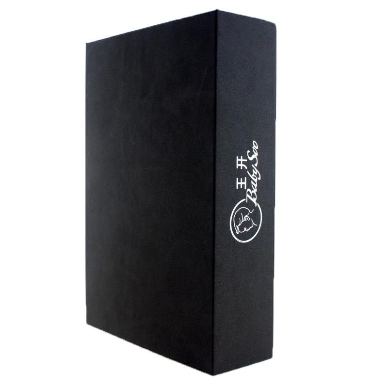 Full Black Print Silver Logo Magnet Square Packing Gift Box