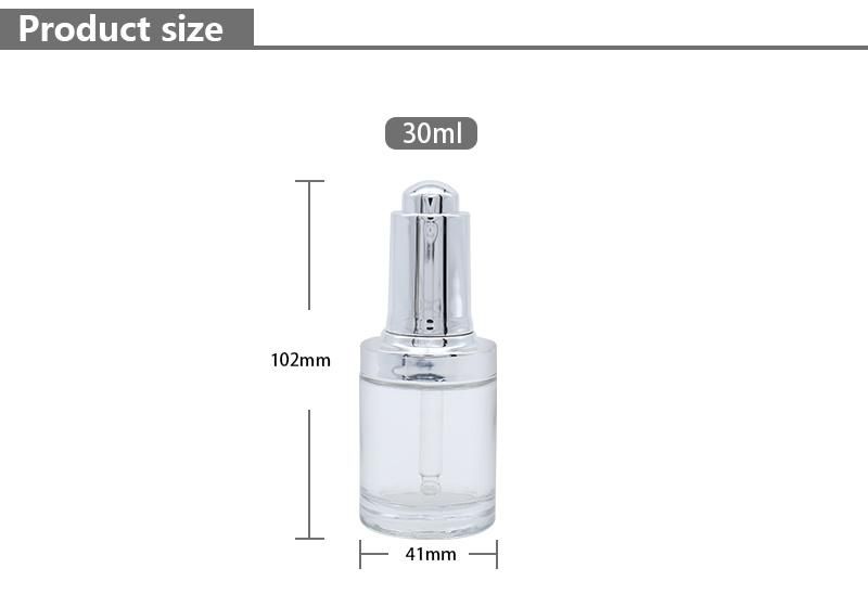 Hot Selling 30ml Silver Glass Luxury Dropper Bottle