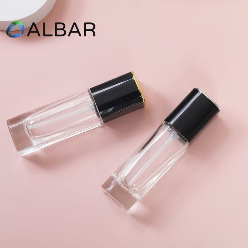 Glossy Gold Black Caps Cosmetics Glass Cosmetic Bottles with Press Pumps