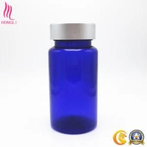 Blue Glass Pharmaceutical Bottle with Silver Cap