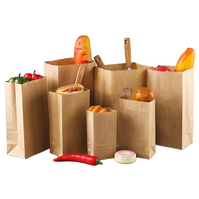 Factory Price Large Brown Kraft Paper Flat Bottom Lunch Bag