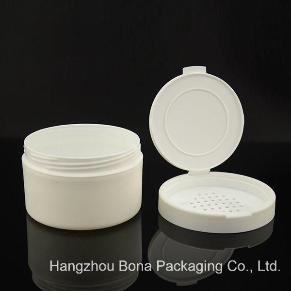 White Round Powder Box with Straight Edge