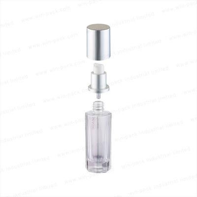 Hot Seller Custom Clear Glass Lotion Bottle for Skin Care Using Packaging with Shiny Cap