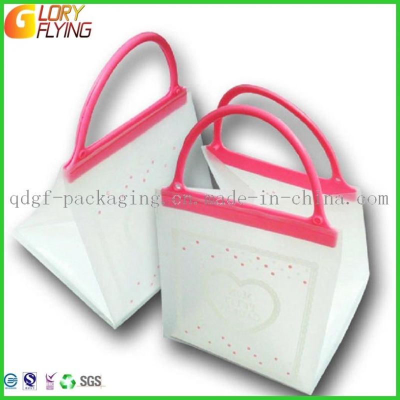 Bio Plastic Gift Bag with Paper Labels/PE Packaging Pouch with Excellent Printing Factory