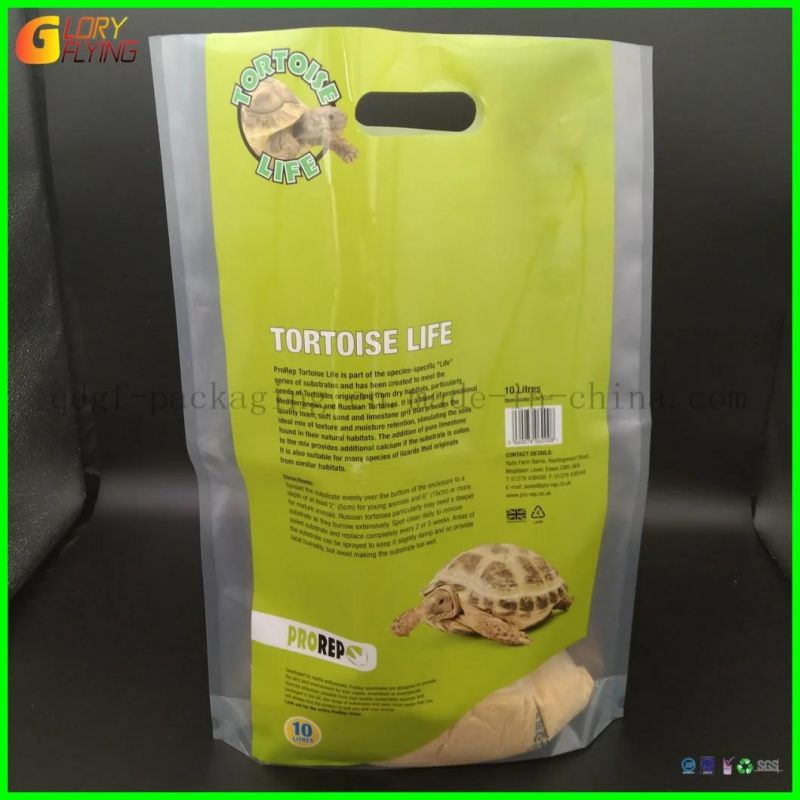 Pets Food Packaging Plastic Bag with White Hard Handle