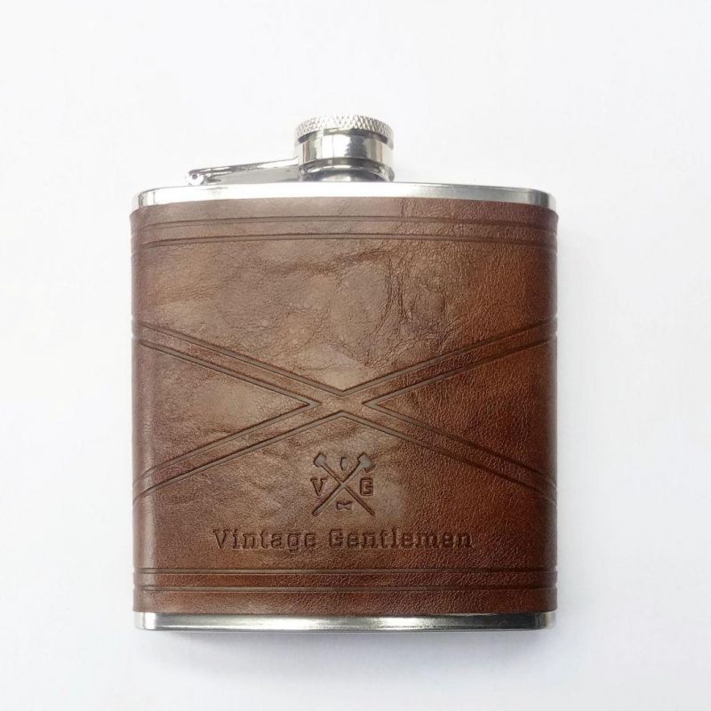 Chigh Quality Leather Whisky Hip Flask Sleeve Cover