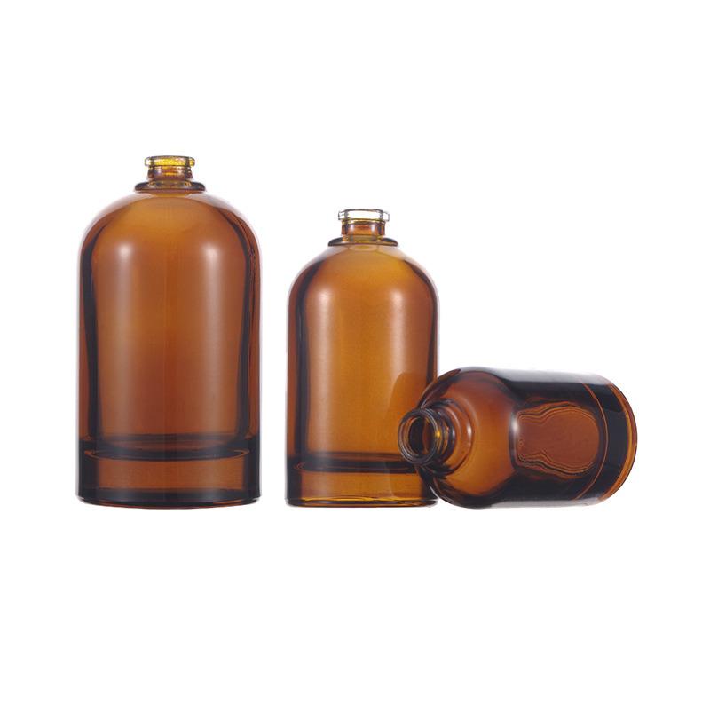 30ml 50ml 100ml Crimp Perfume Bottle Cylinder Amber Crimp Glass Bottle