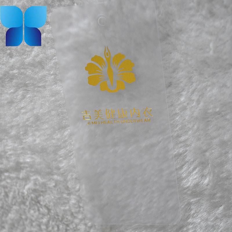 White Ground Yellow Lettels PVC Printing Hangtag for Apparel