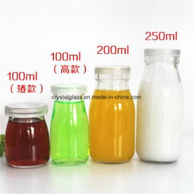 Yoghurt Glass Jar 100ml 200ml Clear Pudding Glass Bottle with Plastic Lid