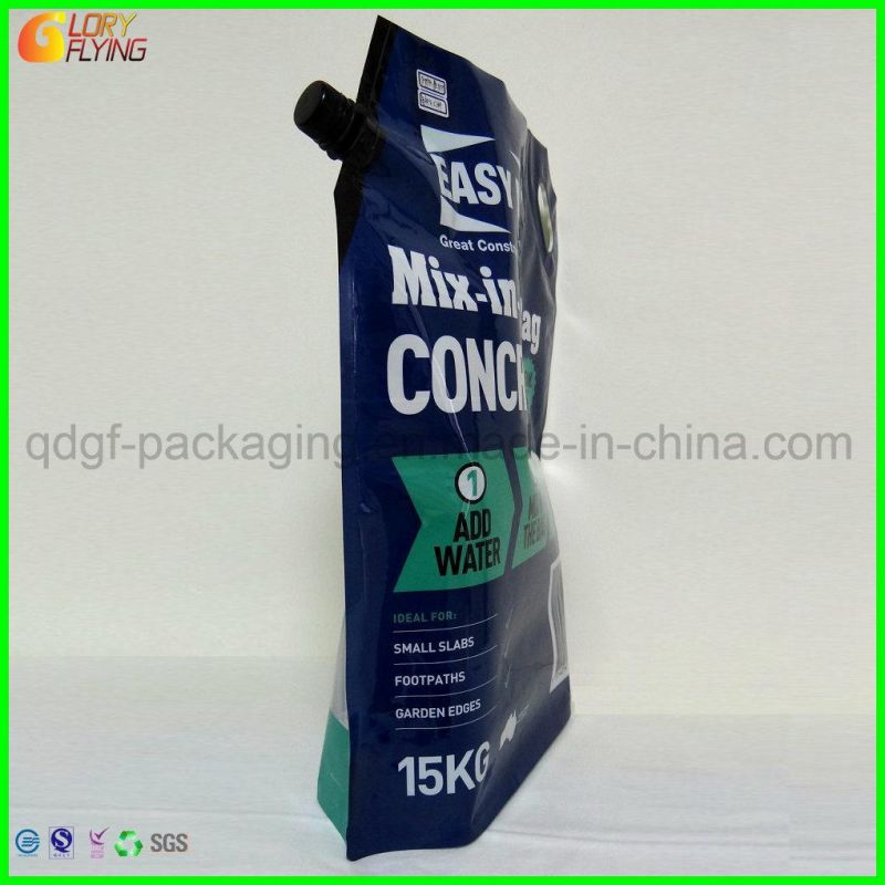Heavy Plastic Packaging Bag with Spout and Handle for Packing Concrete