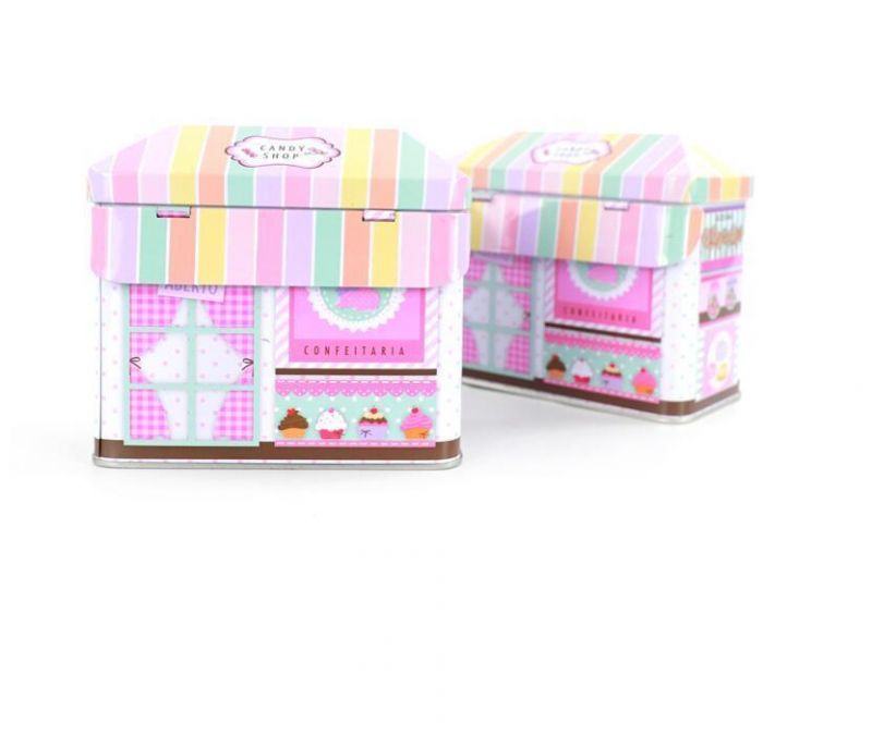 Custom Beauty House Shaped Tin Box Cookie Metal Tin Box for Children