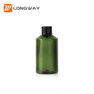 Free Sample 150ml Cosmetic Pet Plastic Cream Bottle with Black Aluminium Cap