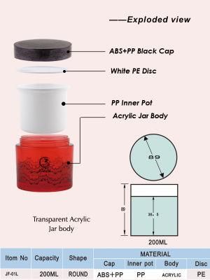 200ml Red Empty Round Plastic Cosmetic Cream Container