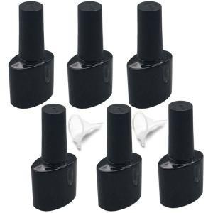 Customized Black Square Glass Nail Polish Paint Gel Bottle with Brush 10ml 15ml