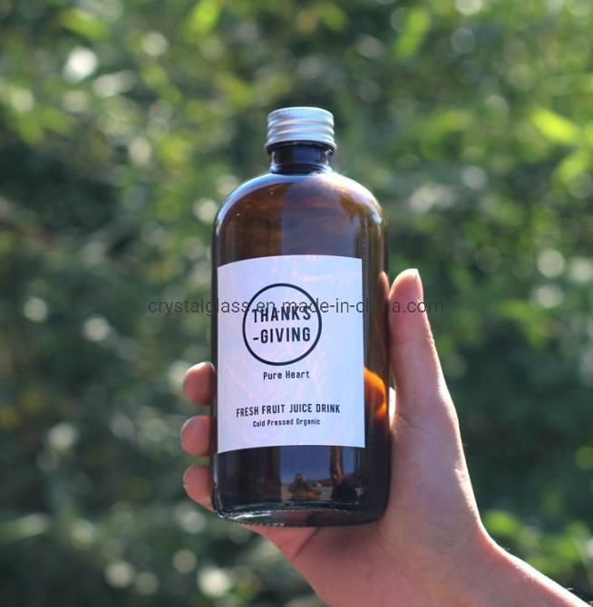 Clear Boston Glass Bottle 250ml 500ml for Brewed Coffee with Aluminium Caps