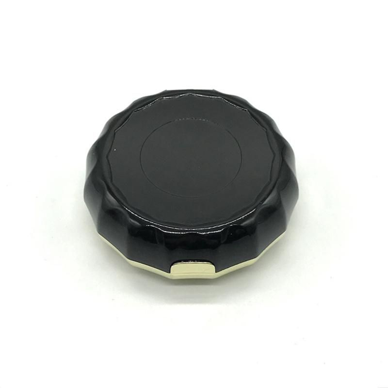 Empty Black New Design Round Plastic Pressed Powder Case with Mirror Double Layer Compact Powder Container