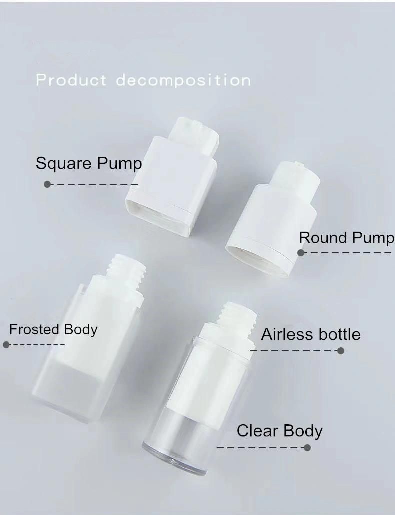 Luxury Foundation Cosmetic Colour Airless Twist Top Transparent Cosmetic Plastic Opaque Airless Bottle with Pump Low MOQ