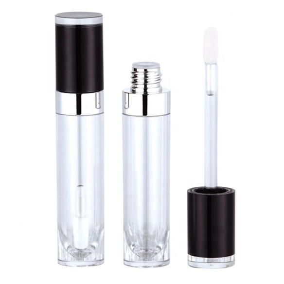 Black Lip Gloss Tube with Brush 6ml Clear Lipgloss Tube