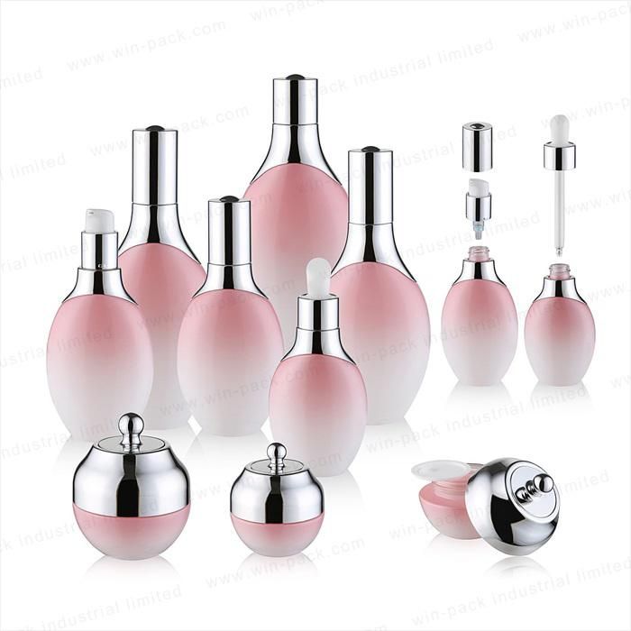 Unique Deign Gradient Pink Glass Lotion Bottle for Cosmetic Packing in Factory Price