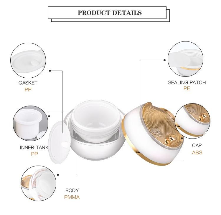 15g 20g 30g Empty White Rose Gold Skincare Small Face Cream Custom Empty Lip Balm Scrub Acrylic Pet Glass Cosmetic Plastic Packaging Cream Jar Lotion Bottle