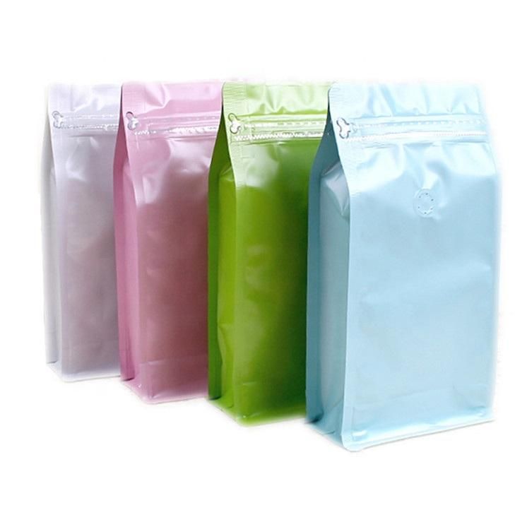 Factory Supply Stand up Pouch with Ziplock Aluminum Foil Coffee Bag with Valve Plastic Packaging Bags