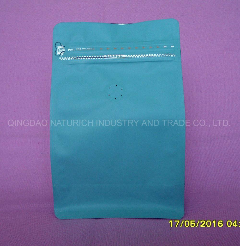 Custom Printed Laminated Material Food Packaging One Way Degassing Valve Blue Foil Coffee Bags/Koffiezak