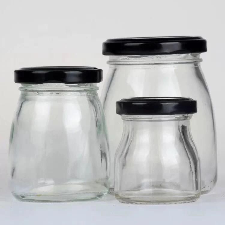 Clear Glass Jars with Lids, Glass Yogurt Container with Lids (PE) , Replacement Glass Pudding Jars Yogurt Jars, Glass Container