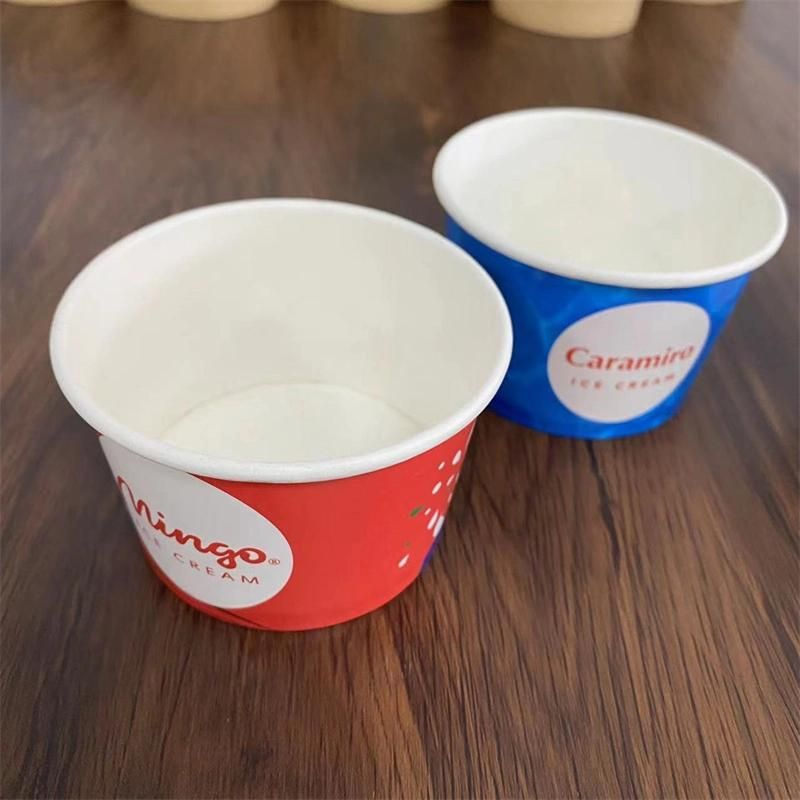 78*63*56mm 4oz Customized Double PE Paper Ice Cream Containers with Lid