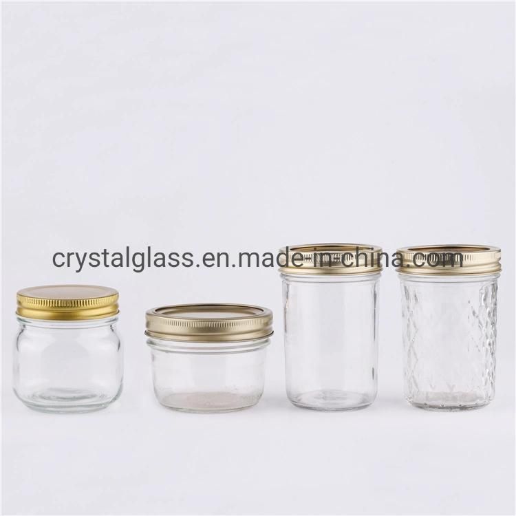 Round Glass Mason Food Jars Canned Jam Salad Cookie Jar with Lids