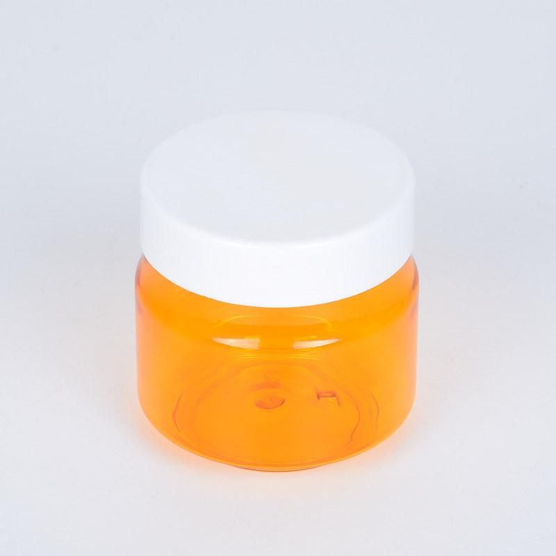 Empty Plastic Skincare Packaging 250ml Orange Cosmetic Body Scrub Cream Jar