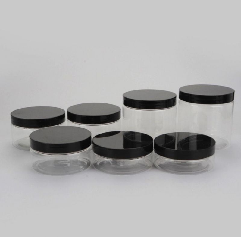 250g Transparent Pet Plastic Cream Jar with Aluminium Cap / Plastic Cap