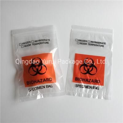 Biohazard Recloseable Ziplock Plastic LDPE Disposable Medical Laboratory Specimen Collection Bags with Pocket