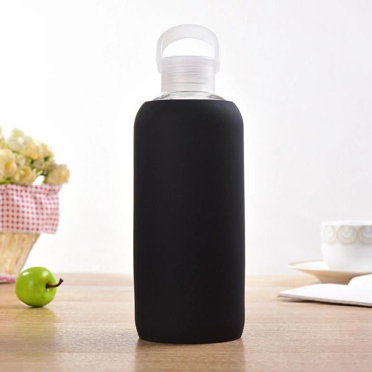 Big Capacity BPA-Free Glass Water Bottle with Silicone Sleeve